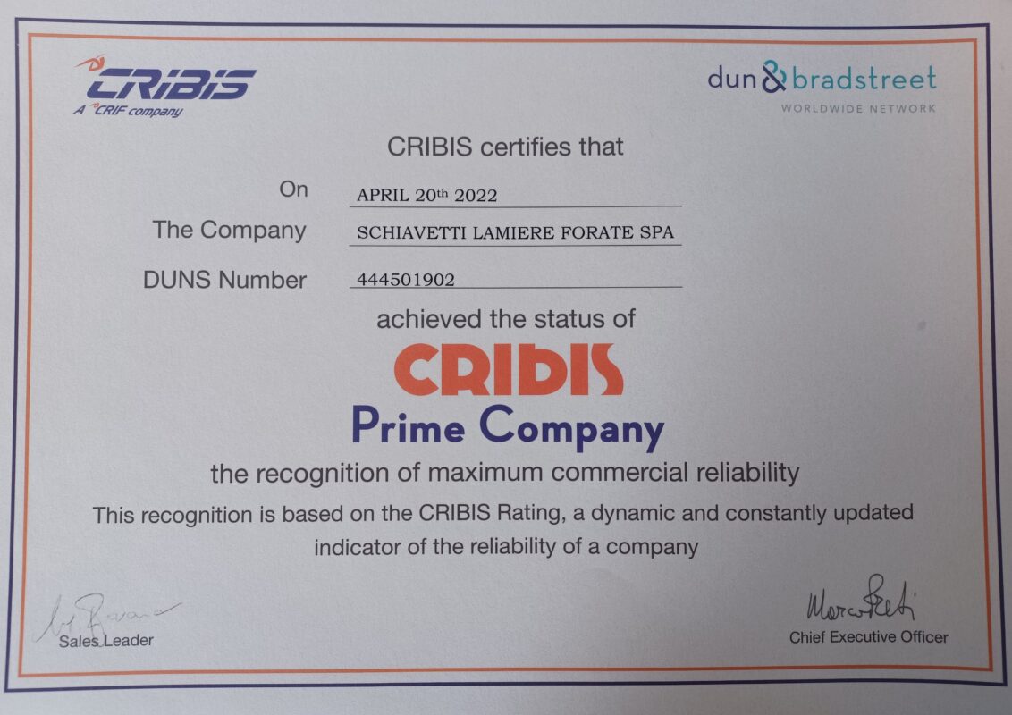 RINNOVO CERTIFICAZIONE CRIBIS 2022